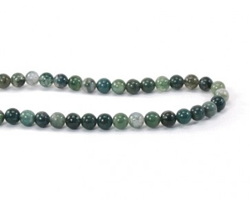 Achatperlen, Moosachat grün, rund, 6mm, 1 Strang