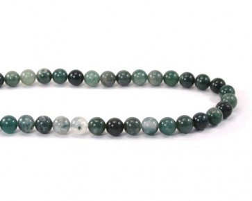 Edelsteinperlen, Achatperlen, Moosachat-Perlen, grün, rund, 8mm, 1 Perlenstrang
