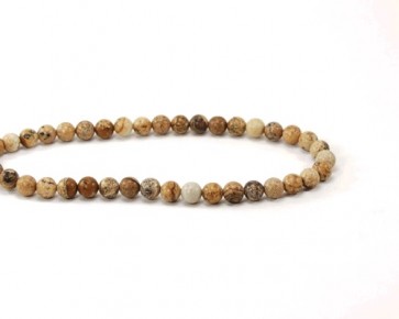 Edelsteinperlen, Landschaftsjaspis, Bilderjaspis-Perlen, rund, 6mm, 1 Strang