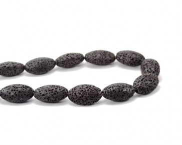 Lava Perlen, Olive, schwarz, 21 x 11 mm, 1 Perlenstrang