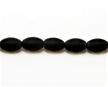 Blackstone Perlen, oval, matt schwarz, 13 x 8 mm, 1 Strang