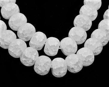 Gefrostete Crackle-Bergkristall Perlen, matt weisse Rondellen, 10x8mm