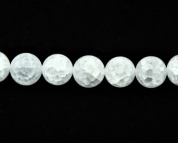 Gefrostete Crackle-Bergkristall Perlen, 8mm, rund, weiss