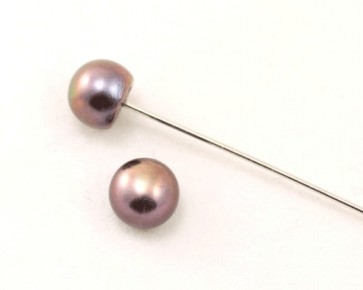 Süsswasserperlen, einseitig halbgebohrt, Buttons, violett 8-9mm, 2 Perlen