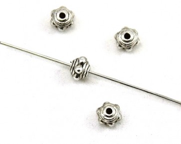 Metallperlen, Tibetsilber Perlen, 5 x 7 mm, Fässchen, 20 Perlen