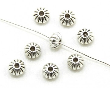 Metallperlen, Spacer Perlen, Blumen-Rondellen, antik silberfarbig, 8 mm, 20 Stk.