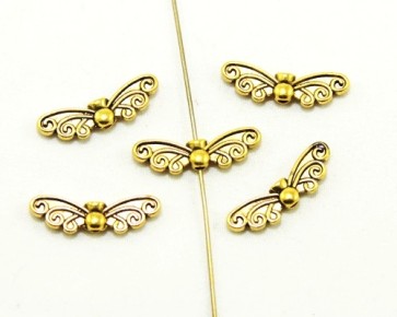Metallperlen, Engelsflügel, antik goldfarbig, 22x7mm, 20 Perlen