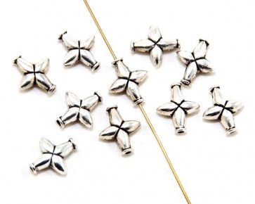 Metallperlen, Spacer Perlen, Zwischenteile, 14x12mm, Kreuz, antik silberfarbig, 20 Perlen