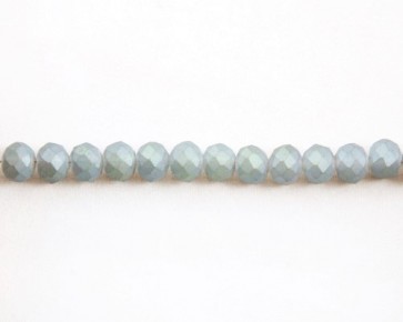 Glasschliffperlen, Glasrondellen facettiert, 6mm, stahlblau seidenmatt gefrostet, 98 Perlen