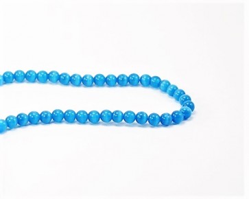 Katzenaugen Glasperlen, Cats Eye Perlen, 6 mm, rund, blau, 1 Strang
