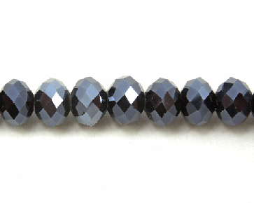 Glasschliffperlen, 8 x 12 mm Rondellen facettiert blau-schwarz Lüster