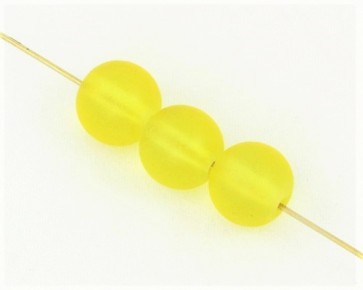 Gefrostete Glasperlen, 10mm, rund, matt gelb, 10 Perlen
