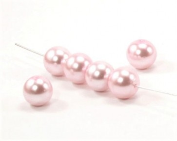 Glasperlen, Glaswachsperlen 10 mm, rund, rosa, 40 Perlen