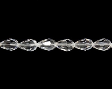 Glasschliffperlen, Glasperlen Tropfen facettiert, 12 x 8 mm, kristall klar transparent, 20 Perlen