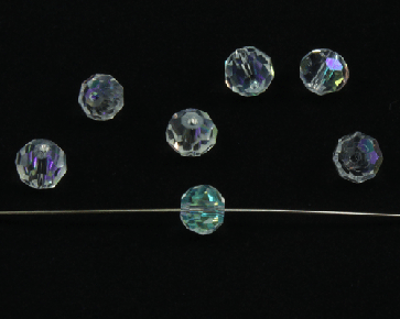 Glasschliffperlen, 8 mm, rund, kristall AB, 25 Stk.