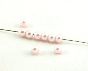 Glasperlen, Glaswachsperlen, 6 mm, rund, rosa, 50 Perlen