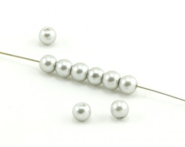 Glasperlen, Glaswachsperlen, 6 mm, rund, silber, 50 Perlen