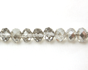 Glasschliffperlen, 7 x 10 mm Rondellen facettiert silber-grau Lüster, 50 Perlen