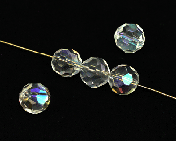Crystal Glasschliffperlen, 10mm, rund, transparent kristall AB, 10 Stk.