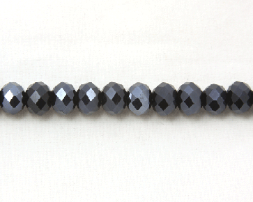 Glasschliffperlen, facettierte Glas-Rondellen, 8 mm, blau-schwarz Lüster, 50 Perlen