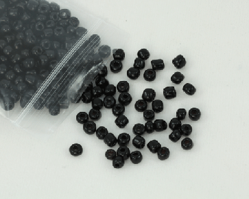 Rocailles Perlen, Saatperlen, 4mm, rund, opak, schwarz, 20 g
