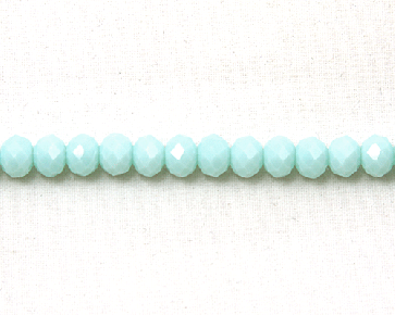 Glasschliffperlen, facettierte Glasrondelle, 8 mm, pastell türkis opak, 50 Perlen