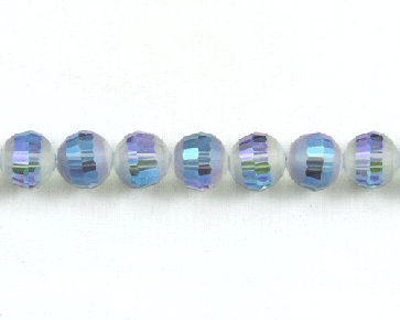 Glasschliffperlen, facettierte Glasperlen, 10mm, matt blau-violett / kristall AB irisierend, 20 Perlen