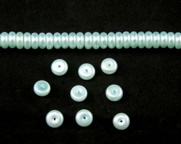 Glaswachsperlen, Glasrondellen, 8 x 3 mm, Button, hellblau, 50 Perlen