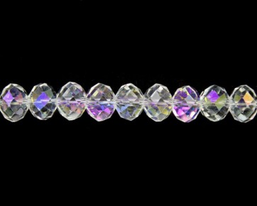 Glasschliffperlen, Glas-Rondellen facettiert, 4mm, kristall transparent AB, 100 Perlen