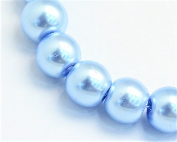 Glaswachsperlen, Glasperlen, 8 mm, rund, himmelblau, 50 Perlen