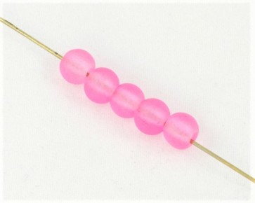 Gefrostete Glasperlen, 4mm, rund, matt pink / rosa, 100 Glasperlen