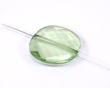 Bastelperlen, transparente Acrylperlen, Linse facettiert, 30mm, hellgrün