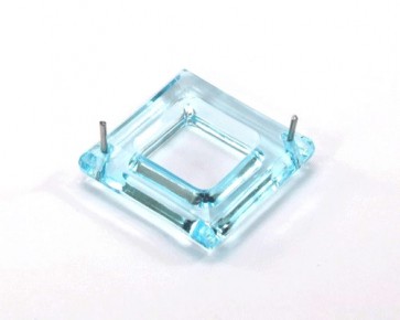 Acrylperlen transparent Quadrat facettiert 29x29mm hellblau 6Stk