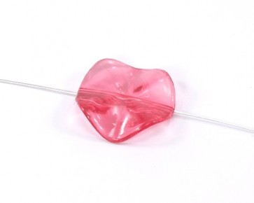 Bastelperlen, Acrylperlen, hot pink transparent, flach rund gewellt, 27mm