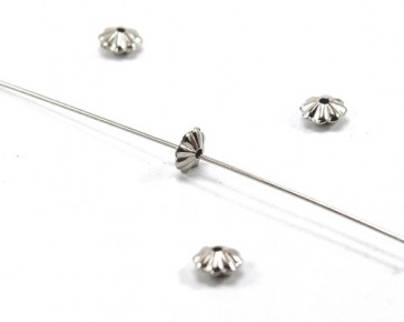 Metallic CCB Perlen, Blumen, silber, 6 mm, 100 Perlen