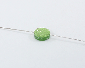 Kunstharz Perlen, Scheibe, hell-grün metallic, 13 mm, 6 Stk