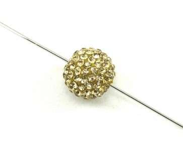 Strassperlen, Shamballa Perlen rund, gold, 12 mm, 1 Strasskugel