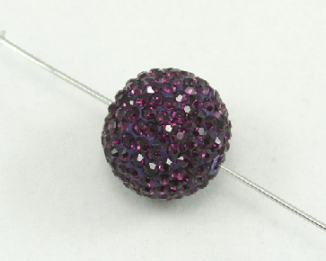 Strass Perlen, Shamballa Perlen, rund, violett, 16mm, 1 Strassperle