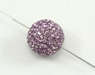 Strass-Perlen, Shamballa Perlen, rund, violett / lila, 16 mm, 1 Perle