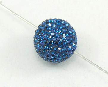 Strassperlen, Shamballa Perlen, rund, blau, 16 mm, 1 Perle
