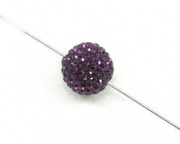 Strassperlen, Shamballa Perlen, rund, amethyst violett, 10 mm, 3 Strasskugeln
