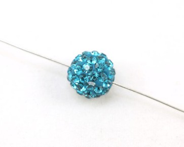 Strassperlen, Shamballa Perlen, rund, dunkel türkis, 10 mm, 3 Perlen