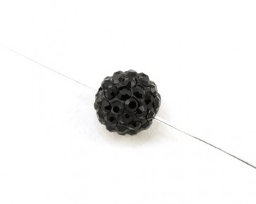 Strassperlen, Shamballa Perlen, rund, schwarz, 10 mm, 3 Perlen
