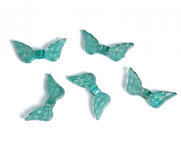 Engelsflügel Perlen, Acrylperlen, 9 x 20 mm, smaragdgrün transparent, 50 Flügelperlen
