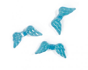 Engelsflügel Perlen, Acrylperlen Flügel, 9 x 20 mm, hellblau AB transparent, 50 Flügelperlen