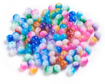 Resinperlen, rund, 4 mm, bunt gefärbte Mischung, 100 Stk.