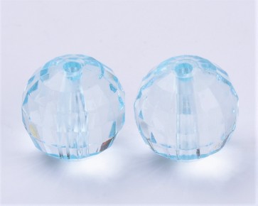 Transparente Acrylperlen, Bastelperlen, rund facettiert, 10mm, türkis, 50 Perlen