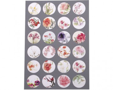 Cabochons Vorlagen 18mm, Blumen-Motive für Vintage Schmuck, rund, 1 Bogen