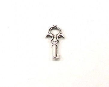 Schmuckanhänger, Metallanhänger, Schlüssel, antik silberfarbig, 25 x 11 mm