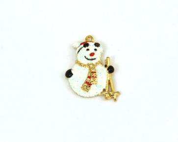 Charms Anhänger, Schneemann, Glitter, vergoldet, 24x19mm, 1 Stk.